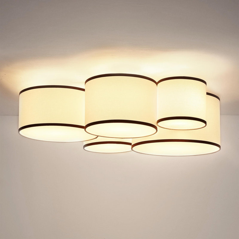 5-Light Cluster Drum Flush Mount Ceiling Light, Bronze
