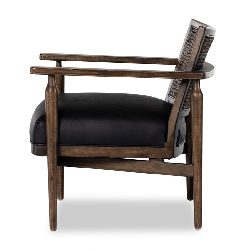 Xavier 30" W Genuine Leather Armchair, Carson Black Top Grain Leather