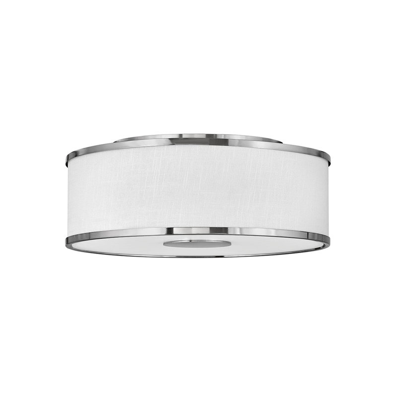 Transitional Brushed Nickel LED Drum Flush Mount Light