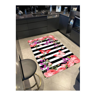 Tapis décoratif floral papillon et papillon