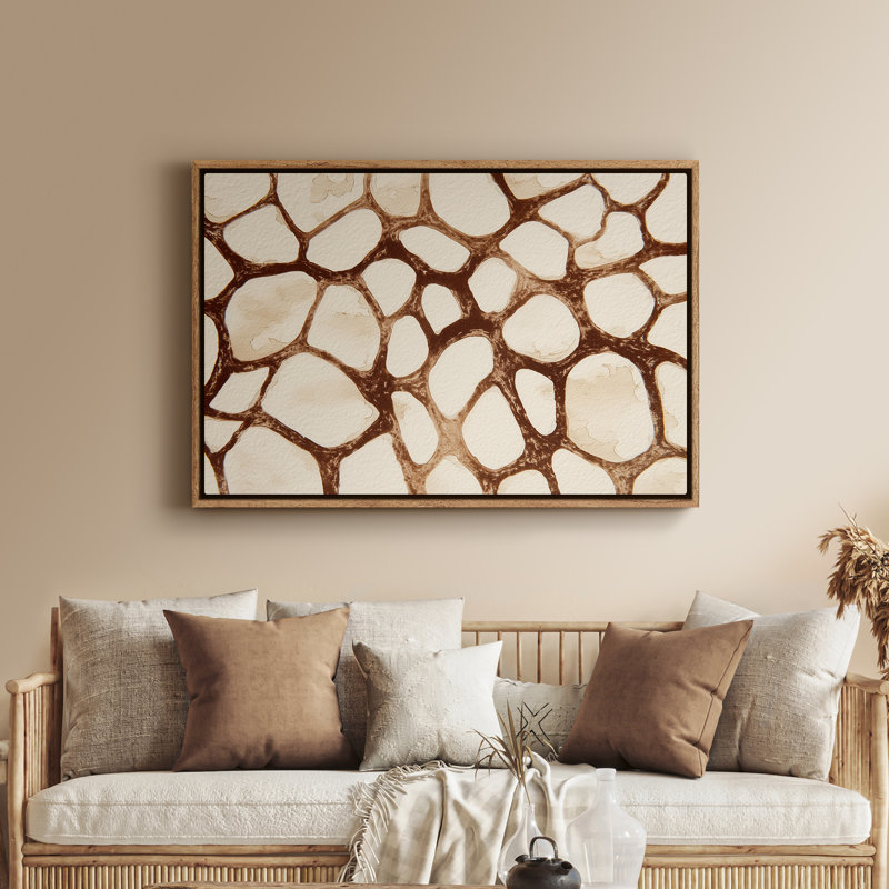 Framed Canvas Wall Art - Abstract Brown Stone Pattern - 16"x24", 24"x36", Natural, H 24 po x l 36 po