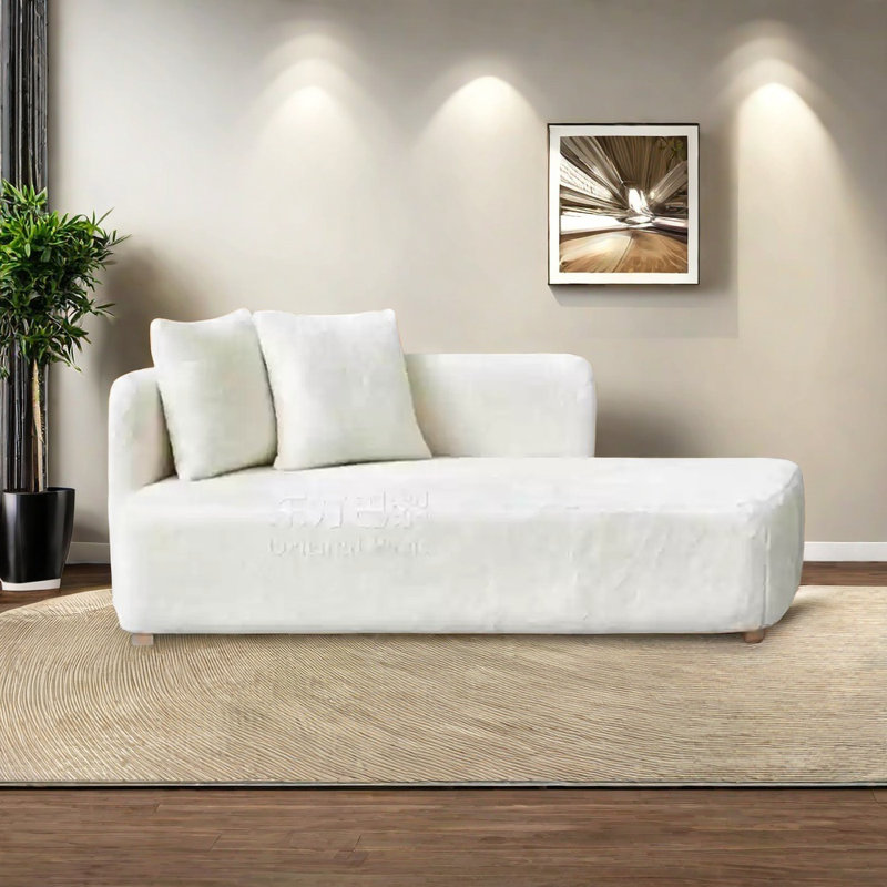 Élégante chaise supérieure en bois massif, Marron clair, Orienté à gauche (vu de face), Blanc cassé / blanc