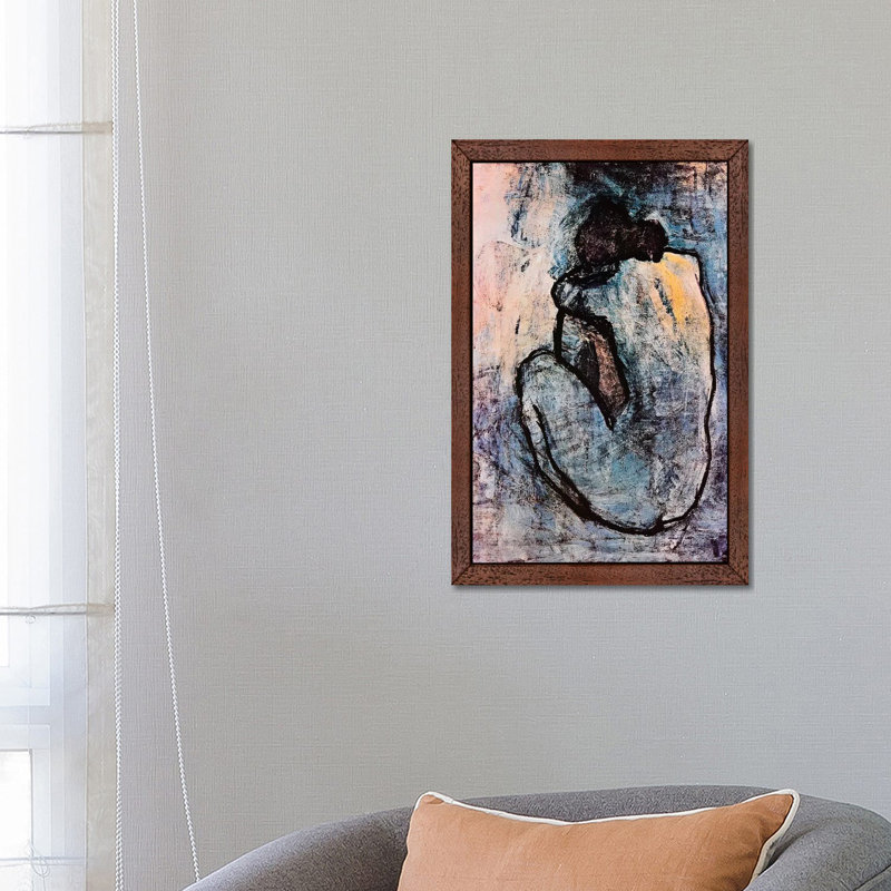 Blue Nude by Pablo Picasso - Wrapped Canvas Print, 66.04 cm H x 45.72 cm W, Brown Framed