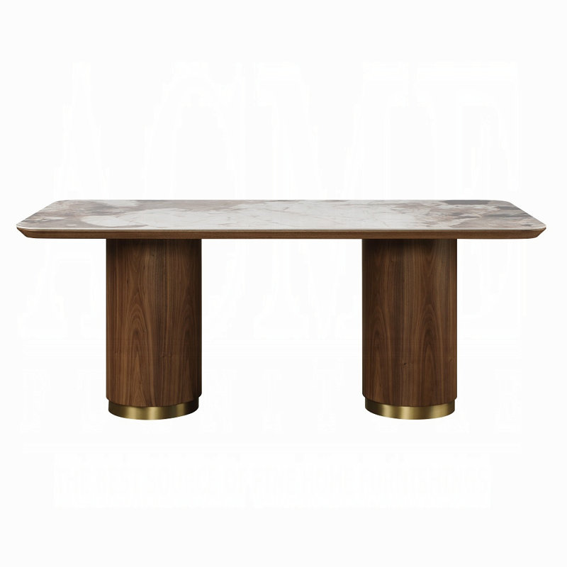 Willene Dining Table W/Ceramic Top, Light Brown, 30"H x 71"L x 35"W