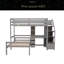Lit mezzanine simple avec lit autonome, escalier de rangement, bureau, tablettes et tiroirs-1215386916