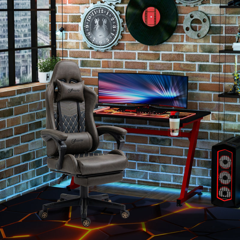 Fauteuil de jeu de course en cuir PU Diamond, Brun / Noir