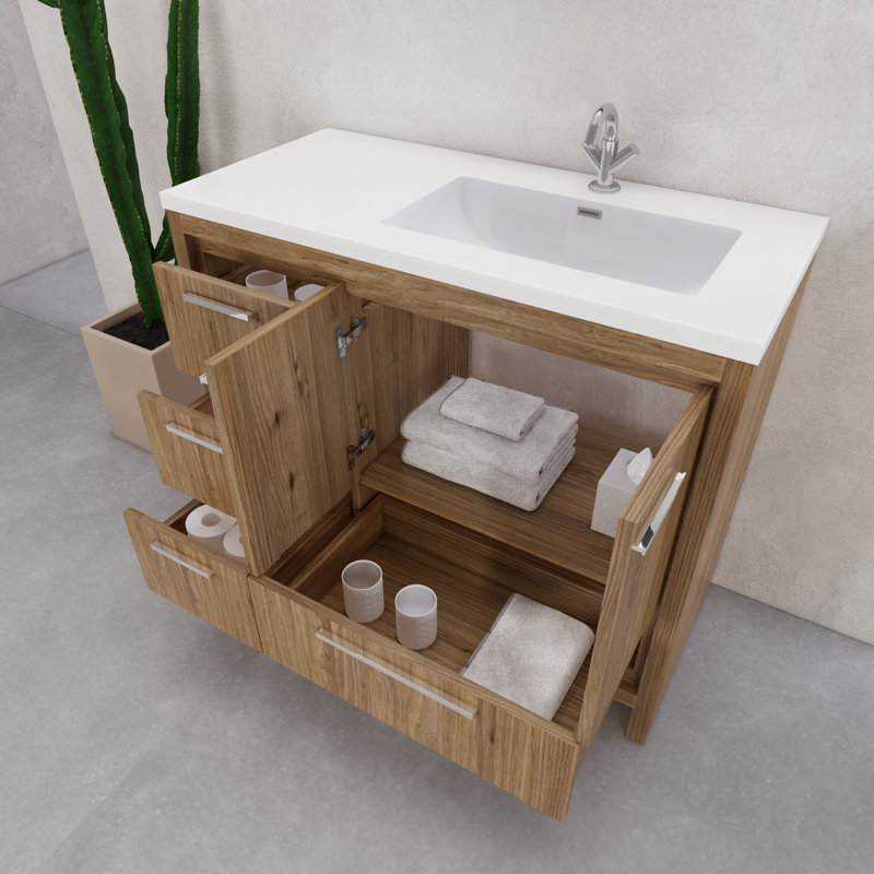 Ensemble de meuble-lavabo simple 41,75 po Eden, Chêne
