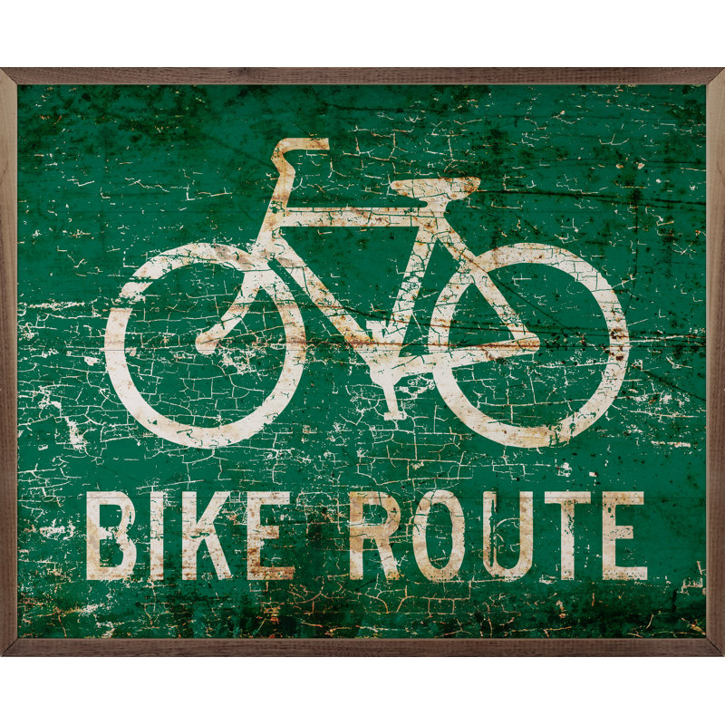 «Bike Route» par Peter Horjus - reproduction sur cadre flottant sur bois, H 30 po x l 24 po