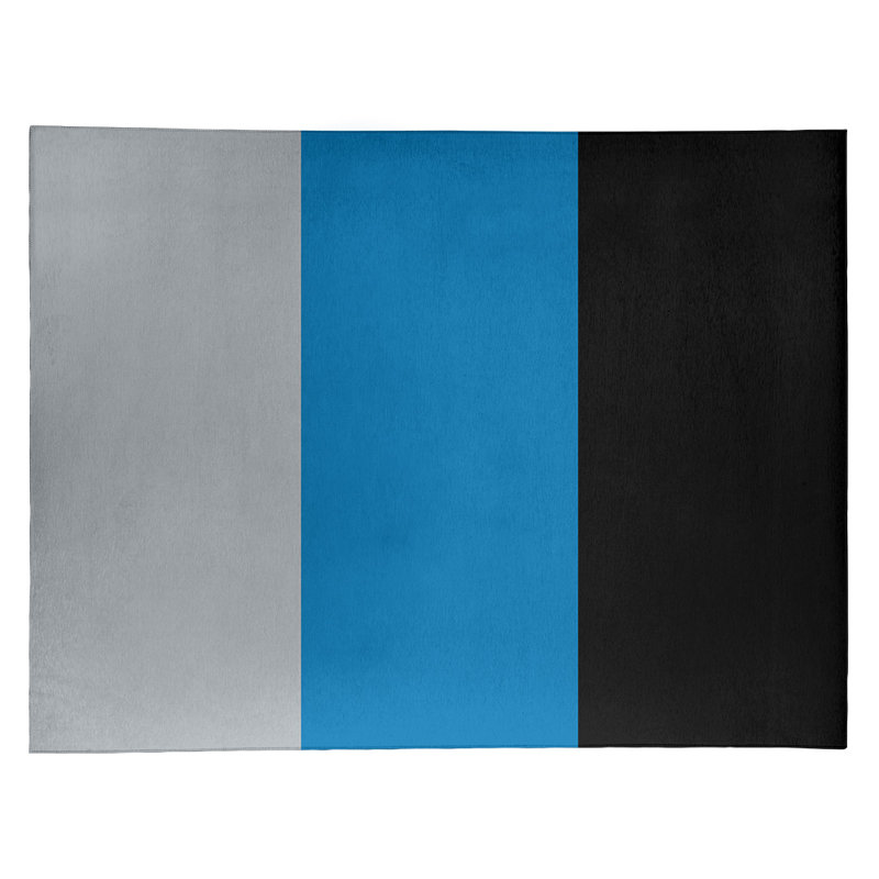 Tapis de détroit à rayures en poly-bleu, Rectangle 9 pi x 12 pi