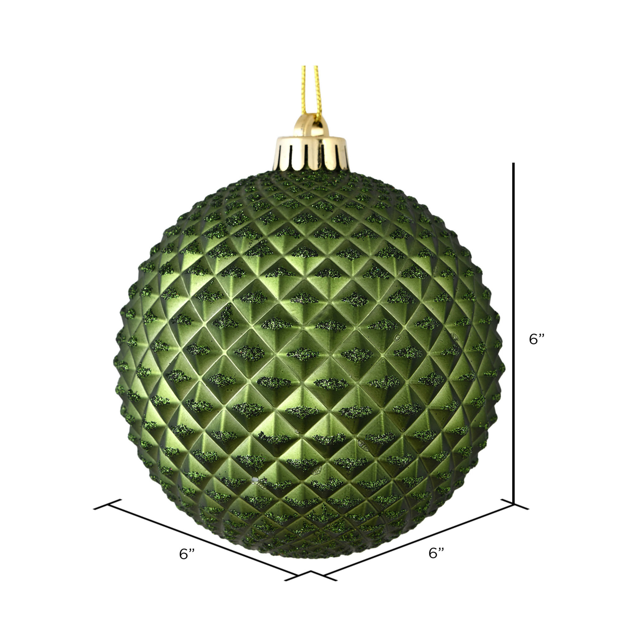 Durian Glitter Ball Ornament, Moss Green
