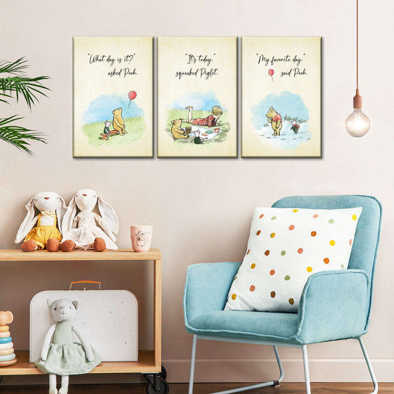 Ensemble de 3 pièces sur toile Winnie l'Ourson «My Favorite Day», H 39 po x l 80 po