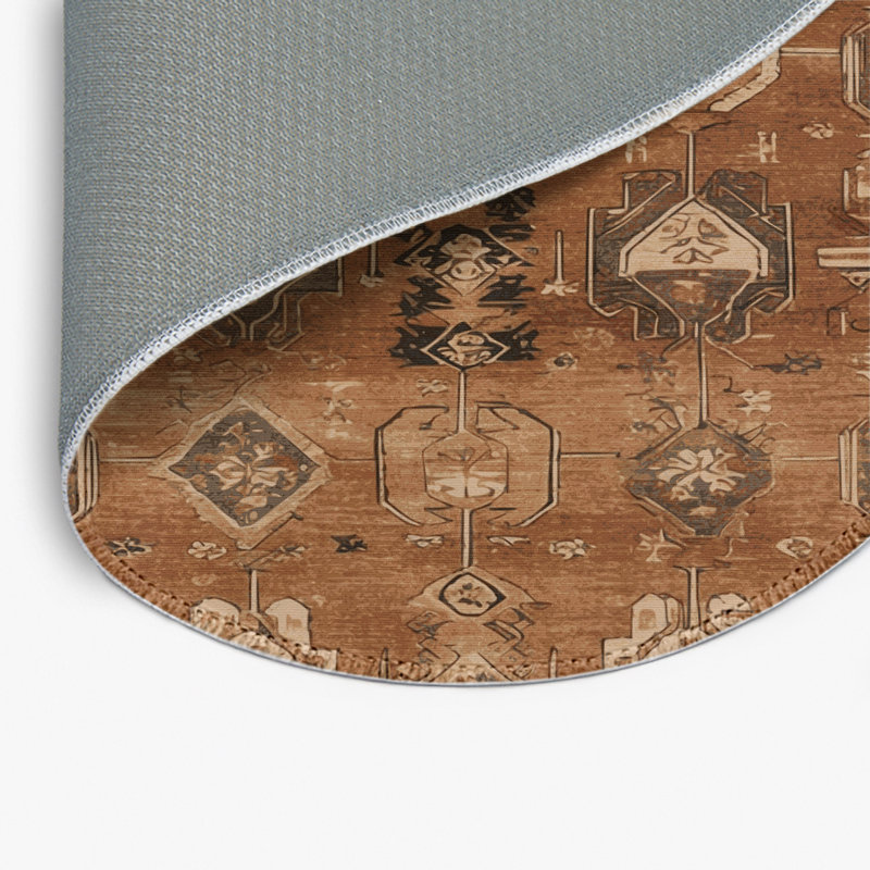 Tapis turc intérieur et extérieur brun, Rond 5 pi