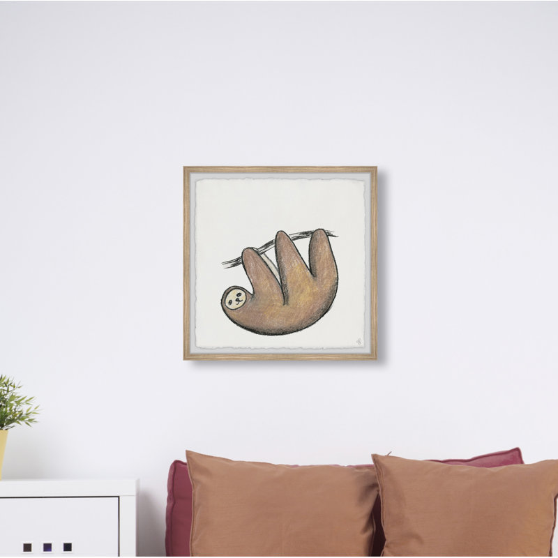 Cathy The Lazy Sloth Framed Print, 32" H x 32" W x 1.5" D