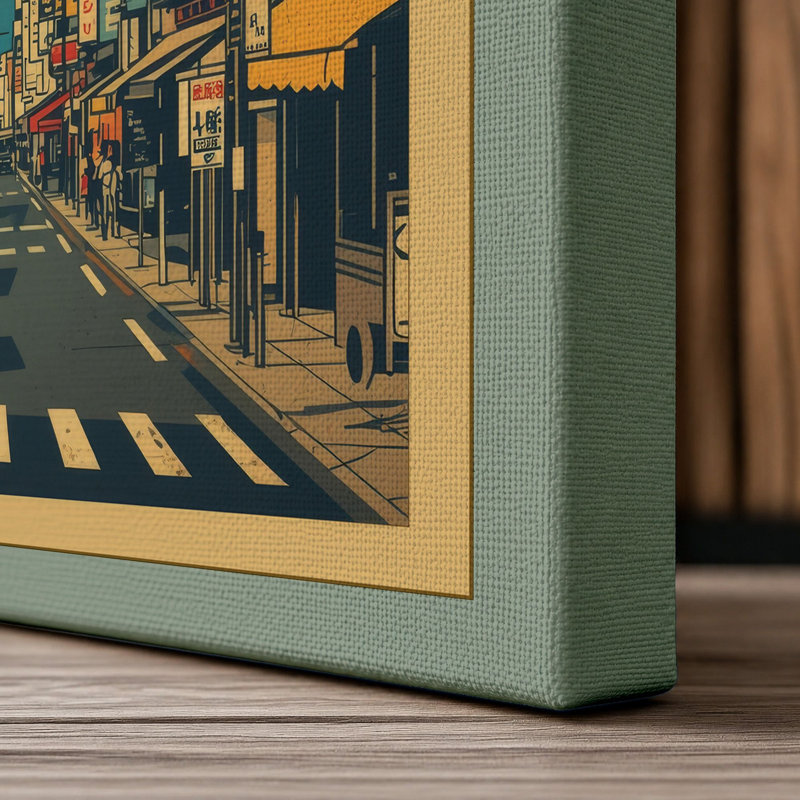 Neon Avenue Japandi - Wrapped Canvas, 36x24 - 91.4 x 61.0 cm, Sage Border