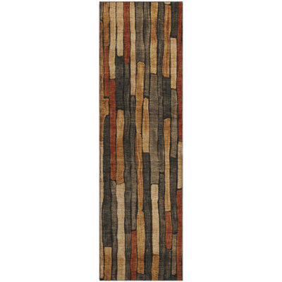 Premium Machine Washable Kumbhar AMF1301 Stripes Rug