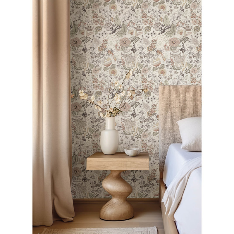 Whimsy Coral Fauna Wallpaper, Pink