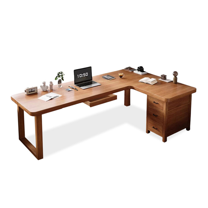 Bureau rectangulaire en L en bois massif, 29.53" H x 62.99" W x 47.24" D, Retour à droite