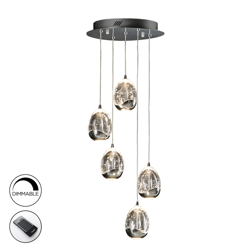 Neher 5 - Light LED Cluster Pendant, Silver
