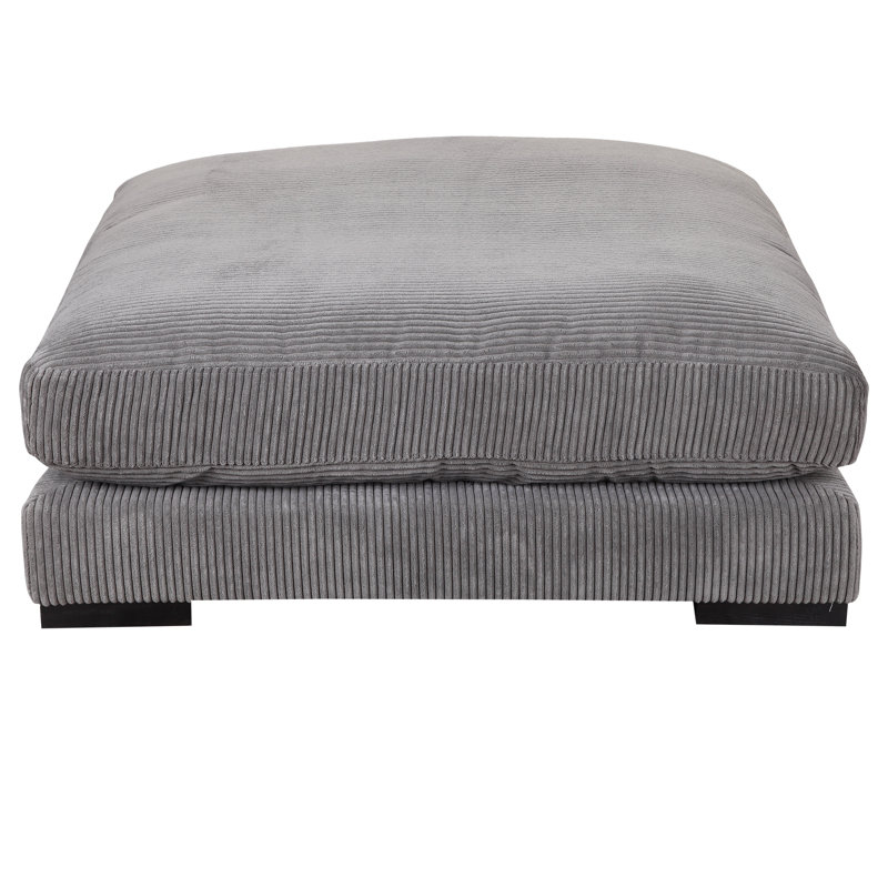 Lonsdale Square Ottoman, Gray Corduroy
