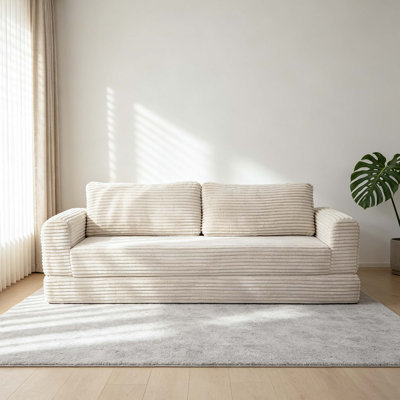 Canapé-lit futon convertible de 193 cm avec assise profonde et revêtement en velours côtelé nuageux