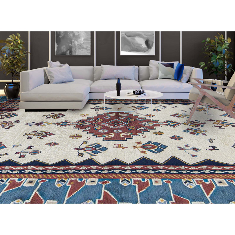 Hand-Knotted High-Quality Blue Area Rug