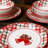 ALOFMO 12 Piece Christmas Red Dinnerware Set with Color Box, Bowl and Plate Set for 4