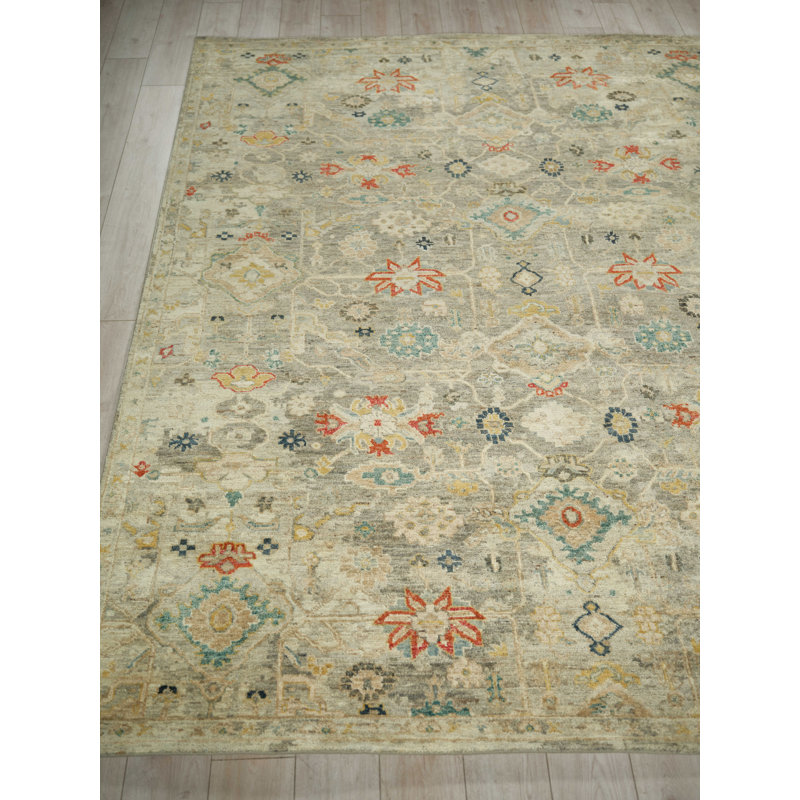 Oxford Hand-knotted Ghazni Wool, Gray Area Rug, Rectangle 12' x 15'