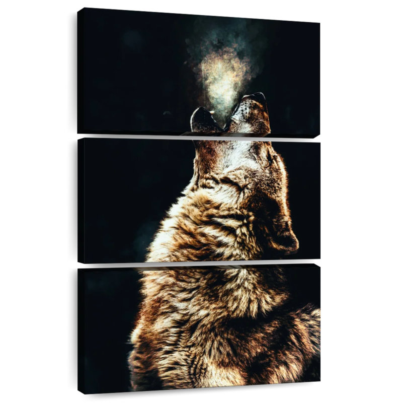 Brampt Dark Howling Wolf, 50" H x 32" W