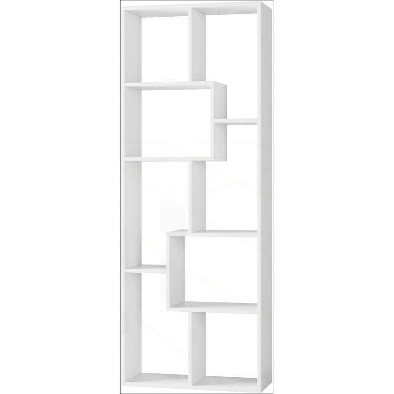 Asymmetrical 5-Tier Display Shelf & Bookcase for Multi-Functional Storage and Decor, White