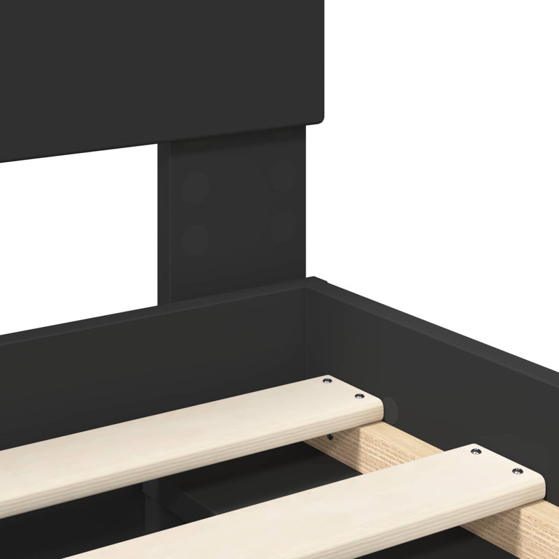 Solid Wood Bed, European Single (90 x 200 cm), Black