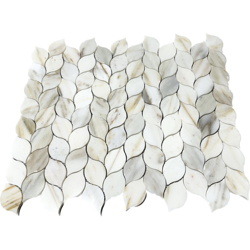 12" x 12" Calacatta Gold Marble Leaf Mosaic Wall & Floor Tile