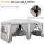 Auvent Ez Up avec 6 parois latérales, 4 fenêtres, hauteur réglable, abri de mariage extérieur, auvent gris 19 x 10 pi, pour l'extérieur