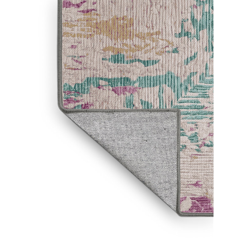 Machine Washable Gray Area Rug, Rectangle 4' x 6'