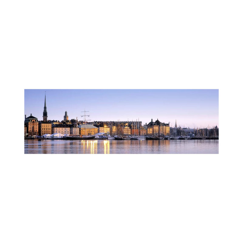 Waterfront, Skeppsbron, Old Town (Gamla Stan), Stockholm, Sweden 1 Piece Wrapped Canvas Panoramic Wall Art