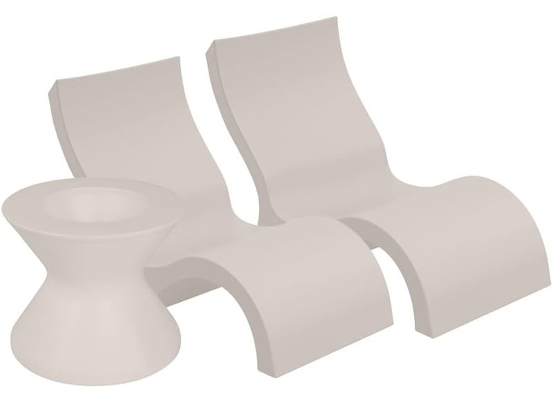 Ledge Lounger Signature Lowback Chairs with Signature Tall Ice Bin Side Table, Ivory