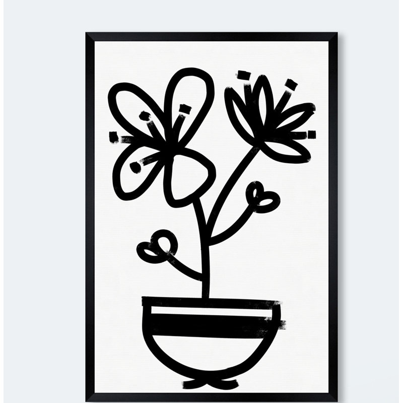 " Flowers In Bloom Floral And Botanical " Painting Print, Black Framed, 20" H x 30" W