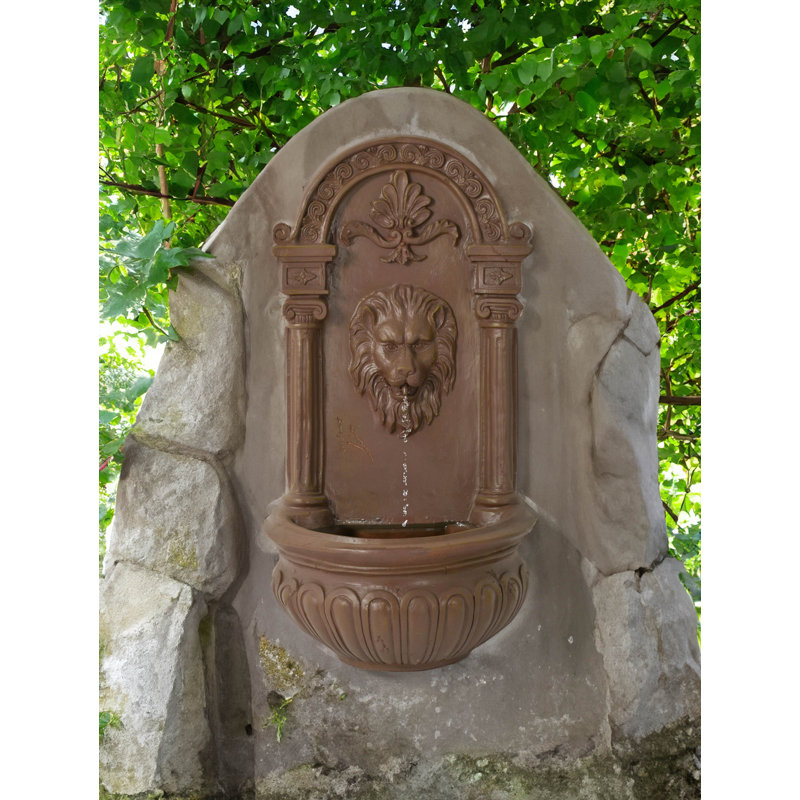Schaper Lion Hanging Wall Fountain, Terra Cotta
