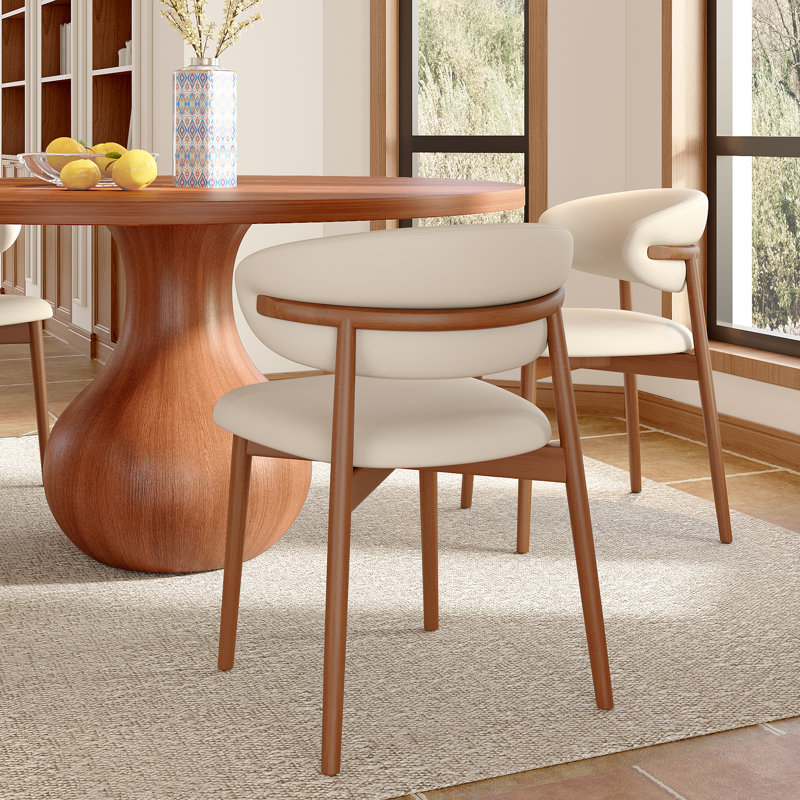 Round Solid Wood Dining Table With 6 Chairs, 7 Pieces: Table, 6 Chairs, 29.52"H x 47.24"L x 47.24"W