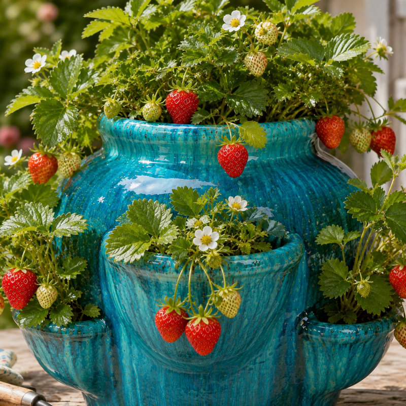 Pot à fraises - bleu cobalt, 12" H x 14.5" W x 14.5" D, Light Blue