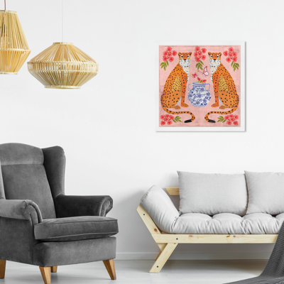 Great Mother Cheetahs - Peinture encadrée sur papier