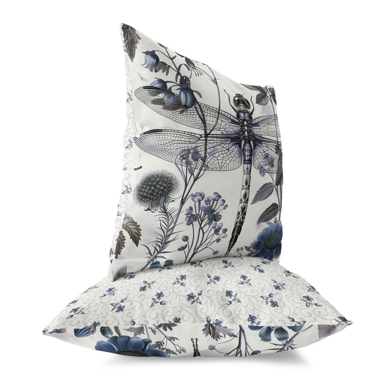 Dragonfly Fairytale Indoor/Outdoor Square Throw Pillow, Green/Silver, 18"H x 18"W