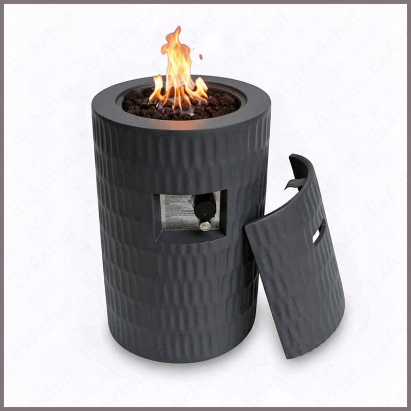 Rectangular Concrete Propane Fire Pit Table 40000 BTU For Outdoor Patio Garden Backyard, Gray