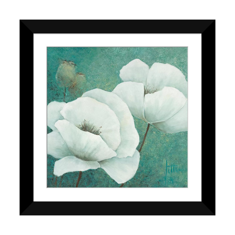 «Flora II», impression sur toile, Papier d'art encadré noir, Blanc, H 24 po x l 24 po x P 1 po