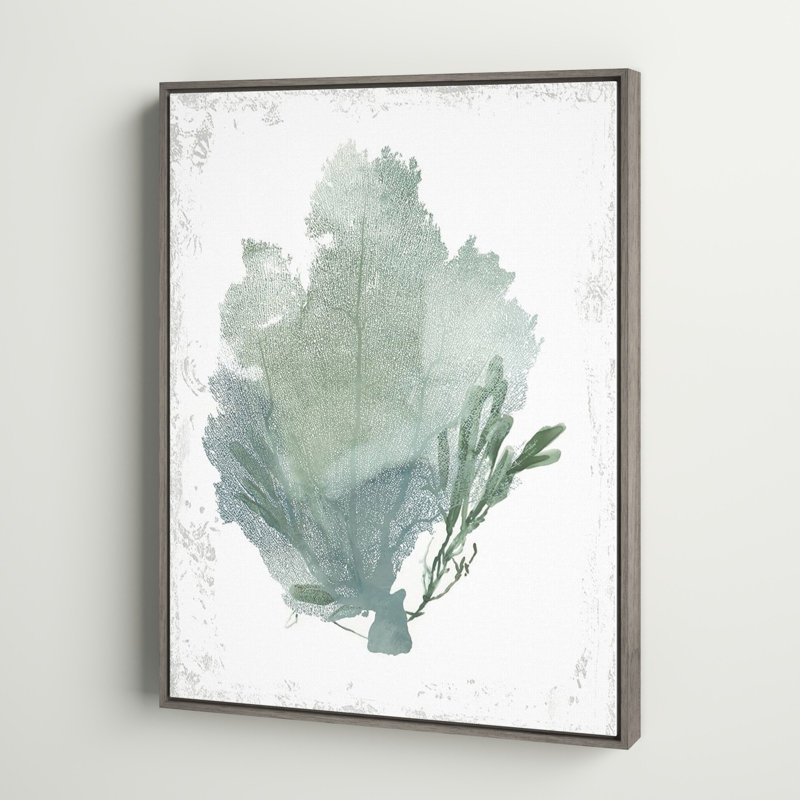 «Teal Delicate Coral I» par Aimee Wilson - peinture sur toile à cadre flottant