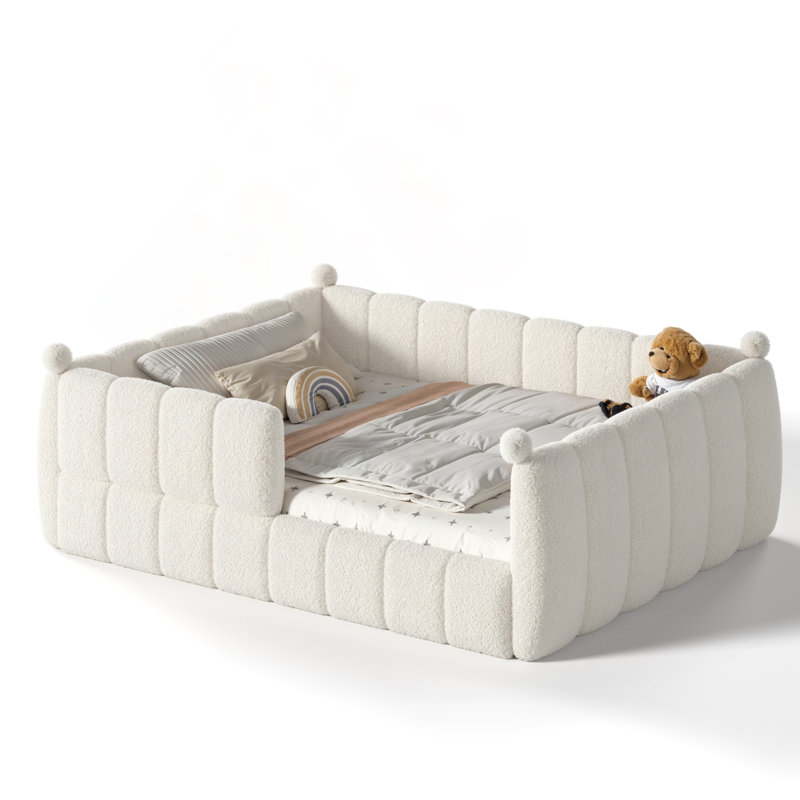 Grand lit tapissier surdimensionné Montessori, Grand lit, Beige