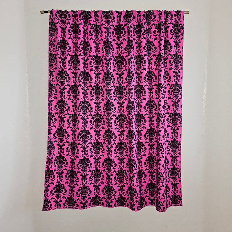 Rideau de fenêtre en popeline de polyester à imprimé damassé de 58 pouces de large, Fuchsia, L 58 po x L 120 po