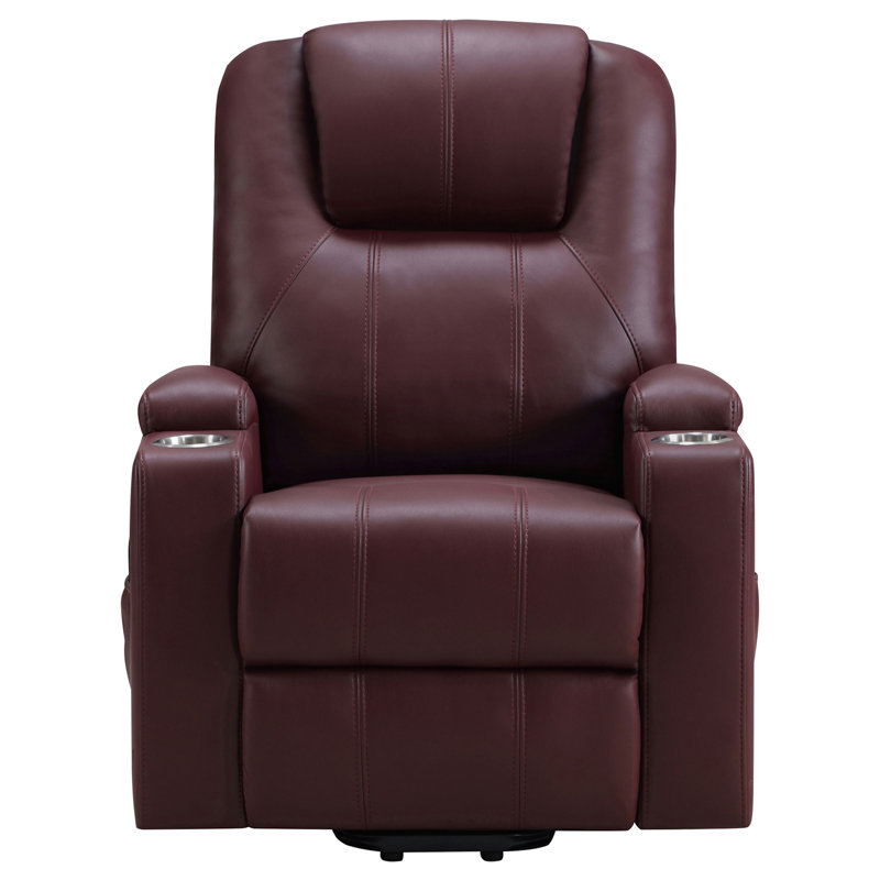 Macklin Wine Upholstered Power Lift Massage Recliner, Wine Red