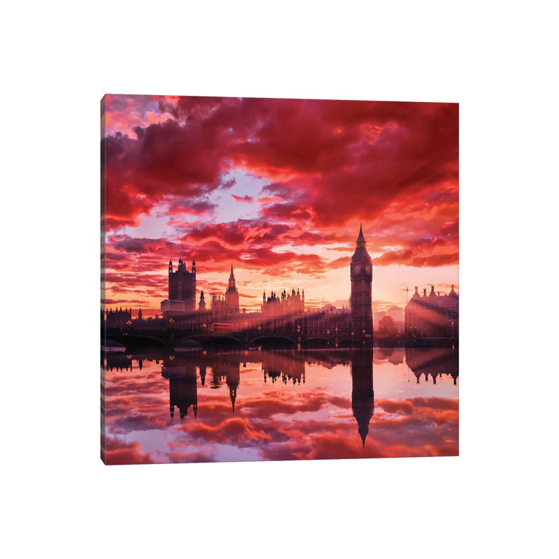 Sunny Big Ben par Hobopeeba-impression, Pas de tapis, Toile tendue, H 12 po x l 12 po x P 0,75 po