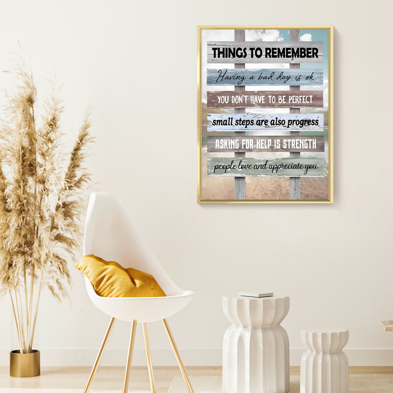 «Inspiring 7», art textuel sur toile, H 16 po x l 12 po x P 1,5 po, Or