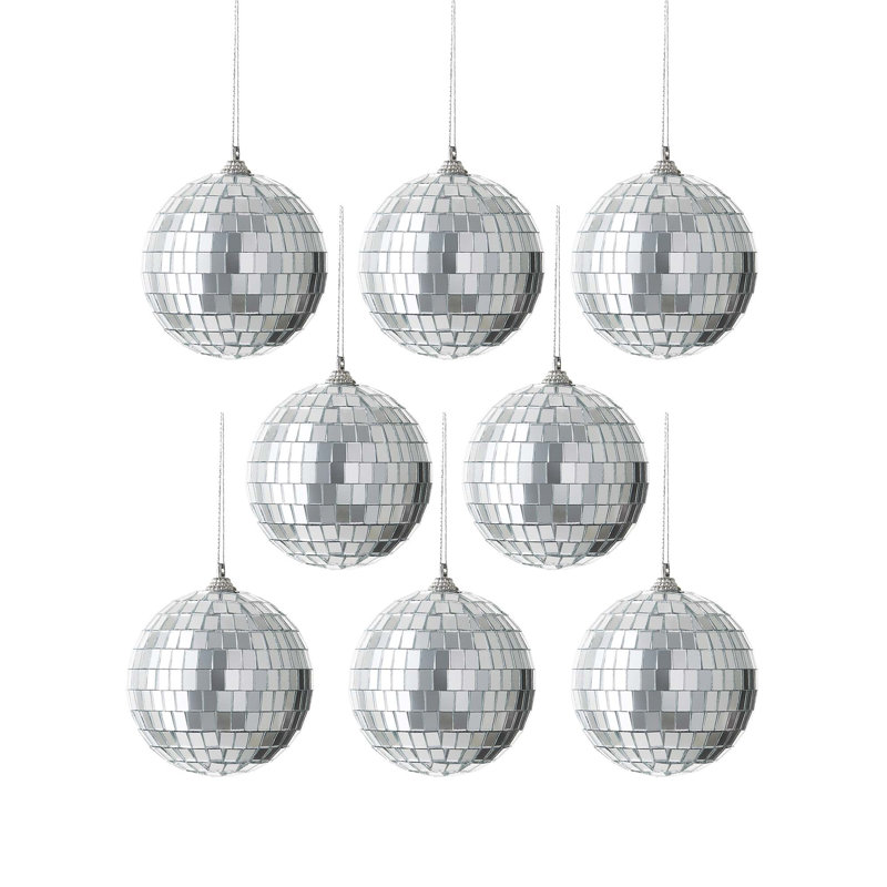 8cm Glass Bauble, Silver